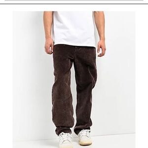 Empyre Relax Fit Brown Acid Wash Corduroy Skate Pants size 32
